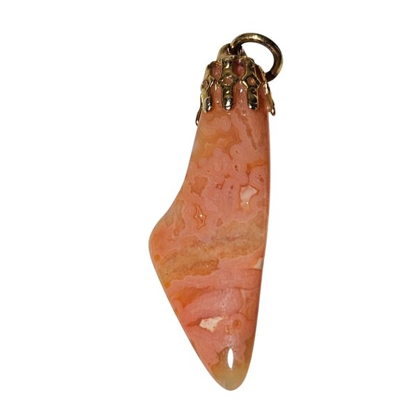 Polished Natural Agate Pendant Gold Tone Claw Cap Jewelry Crafting DIY Women - Picture 2 of 4